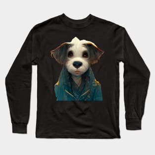 Sad Dog Watercolor Long Sleeve T-Shirt